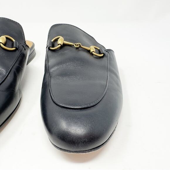 Gucci Princetown Black Leather Horsebit Mules Loafers Size 38 - Picture 4 of 12